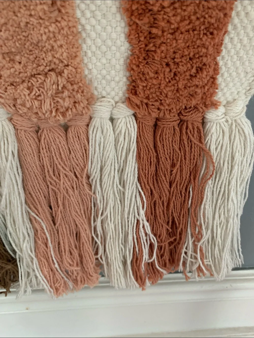 Boho Rainbow Fringe Wall Tapestry - Cream & Earth Tones